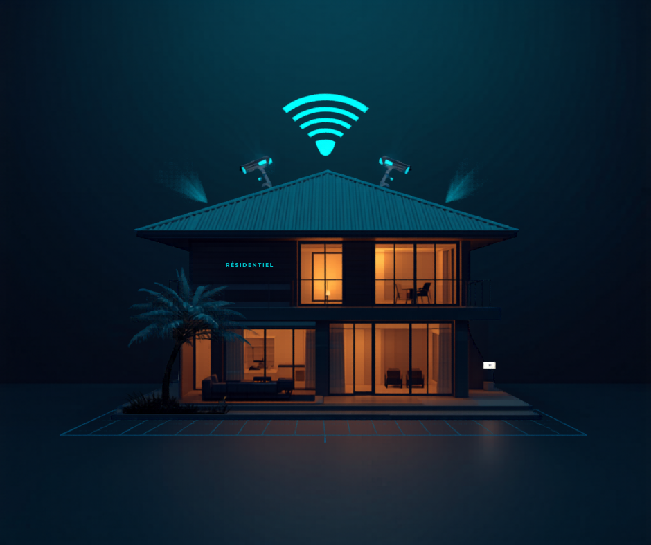Villa résidentielle équipée de caméras et alarme connectée par DVS Réunion